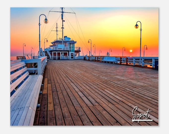 Sopot Poland Poster Wall Art Sopot Home Decor | Sopot Print Collectible | Sopot Wooden Pier Print | Sopot Sunset Hanging Travel Photo Gift