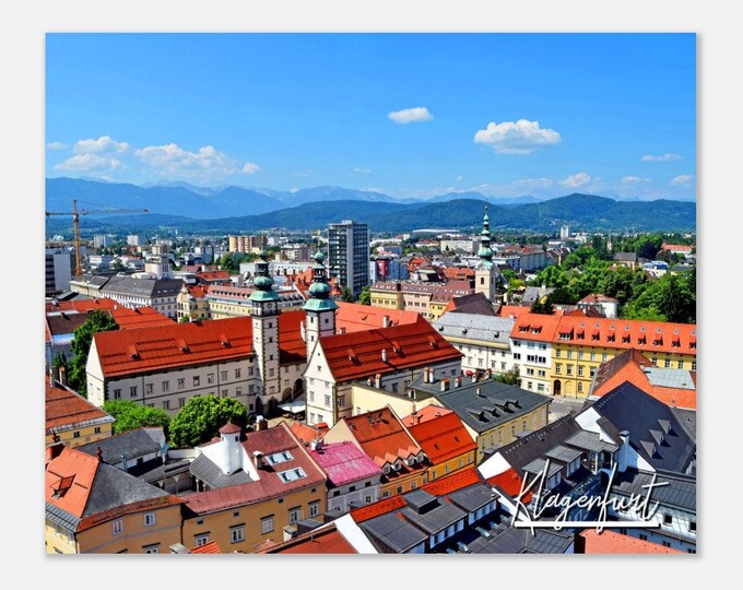 Klagenfurt Austria Travel Poster Wall Art | Klagenfurt Cityscape Home Decor Digital Print | Klagenfurt Horizontal Skyline Hangings Photo