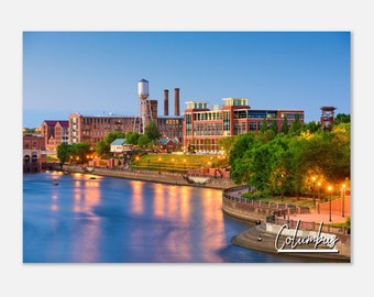Póster del horizonte de Columbus, Georgia: Impresión fotográfica de viaje horizontal