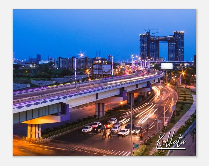 Kolkata India Poster Wall Art | Kolkata Home Decor | Kolkata Evening Digital Print | Kolkata Cityscape | Kolkata Town Hangings Travel Photo