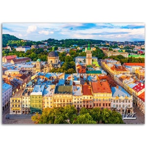 Lviv Poster Print Ukraine Wall Art | Colorful Lviv Photo Ukraine Home Decoration | Lviv Traveler Birthday Gift | Lviv Horizontal Photography