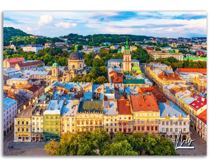 Lviv Poster Print Ukraine Wall Art | Colorful Lviv Photo Ukraine Home Decoration | Lviv Traveler Birthday Gift | Lviv Horizontal Photography