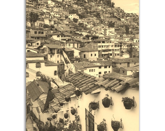Cusco Poster Vintage Peru Print | Retro Cusco Cityscape Sepia Photo Gift | Cusco Wall Art Home Decor | Vertical Cusco Travel City Souvenir