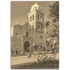 Vintage Loreto Mexico Poster Print | Retro Loreto Black White Sepia Photo Gift | Loreto Wall Art Home Decor | Vertical Travel City Poster