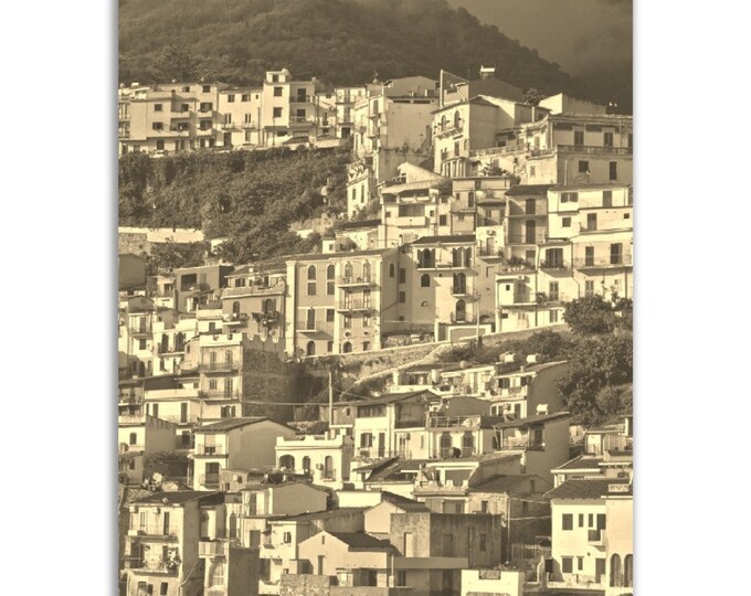 Calabria Poster Vintage Italy Print | Retro Calabria Sepia Photo Gift | Calabria Wall Art Home Decor Vertical Calabria Travel City Souvenir