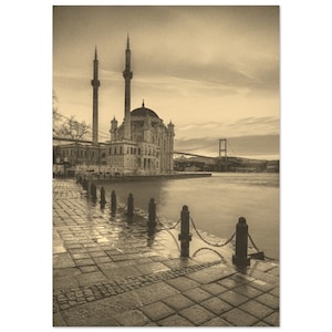 Vintage Istanbul Turkey Travel Poster Print Wall Art | Istanbul Coast Home Decor | Istanbul Beach Print Vertical | Istanbul Sepia Photo Gift
