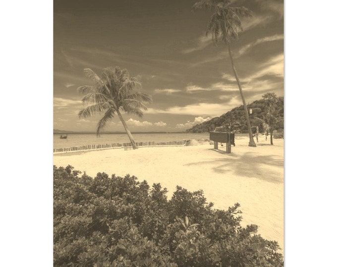 Vintage Phi Phi Islands Thailand Travel Poster Print Wall Art | Retro Phi Phi Islands Beach Home Decor Print | Phi Phi Islands Sepia Photo