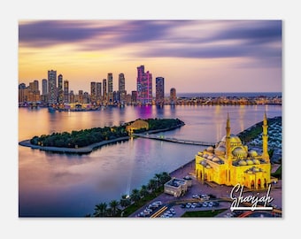 Sharjah UAE Poster Print Wall Art | Sharjah Skyline Home Decor | Sharjah Coastal Digital Print | Sharjah Hangings Travel Photo
