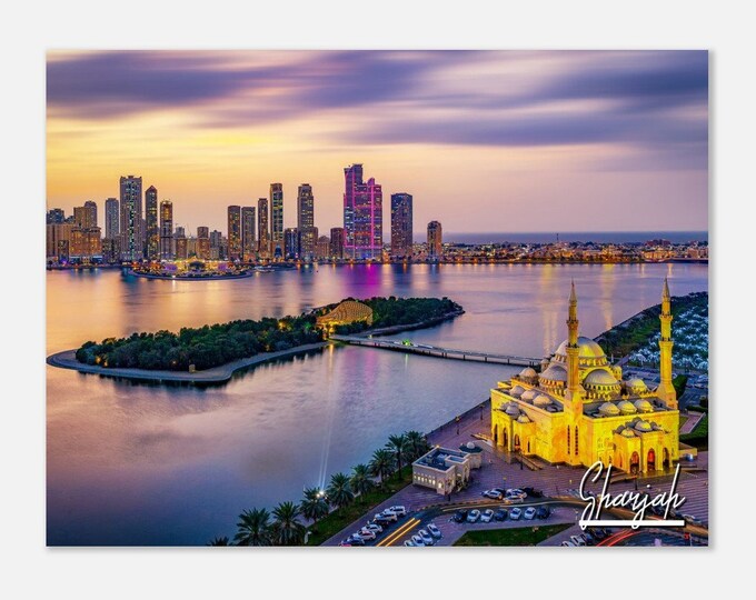 Sharjah UAE Poster Print Wall Art | Sharjah Skyline Home Decor | Sharjah Coastal Digital Print | Sharjah Hangings Travel Photo