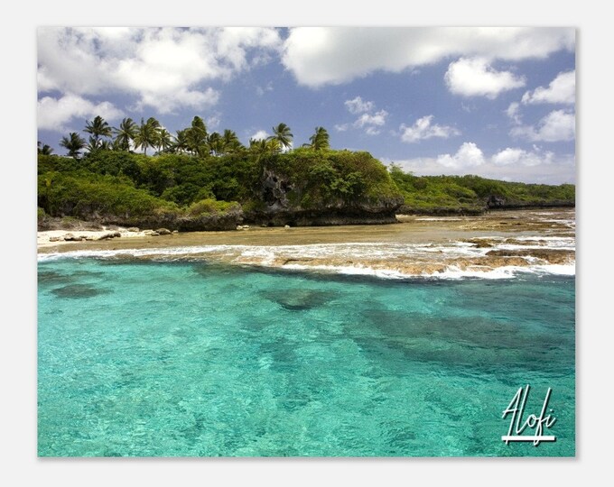 Alofi Niue Travel Poster Wall Art | Alofi Home Decor | South Pacific Island Digital Print | Alofi Horizontal Turquoise Water Hangings Photo