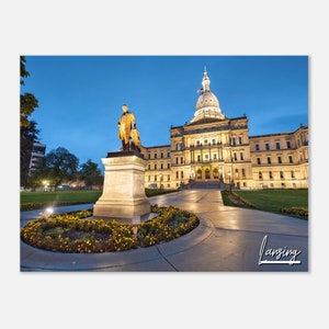 Lansing Michigan Poster Print Wall Art / Lansing Michigan State Capitol Home Decor Print / Lansing Michigan MI Hangings Travel Photo Present