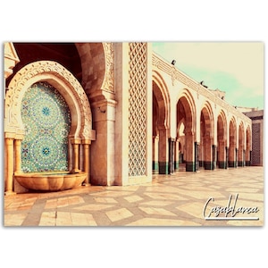 Casablanca Poster Morocco Print Wall Art | Casablanca Africa Home Decor Gift Hangings | Casablanca Digital Prints | Horizontal Travel Photo