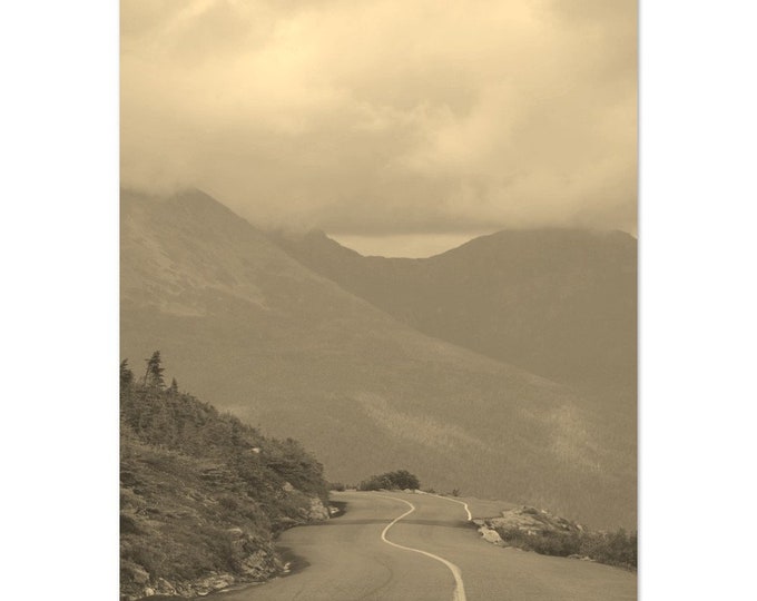 Vintage Mount Washington New Hampshire Travel Poster Print Wall Art | Retro Mount Washington Home Decor | Mount Washington Road Sepia Photo