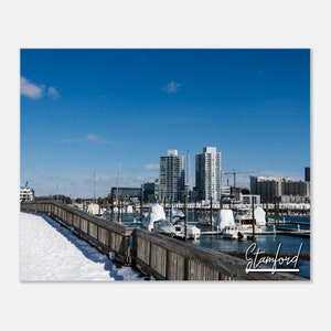 Stamford Connecticut Poster Print Wall Art | Stamford Skyline Home Decor Gift Hanging | Stamford Prints Collectibles Horizontal Travel Photo
