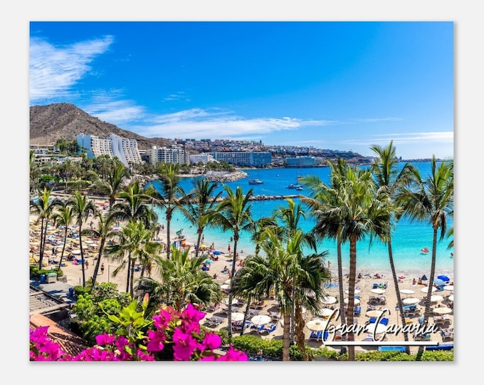 Gran Canaria Spain Travel Poster Wall Art | Gran Canaria Anfi Beach Home Decor | Gran Canaria Coast Print | Gran Canaria Horizontal Photo
