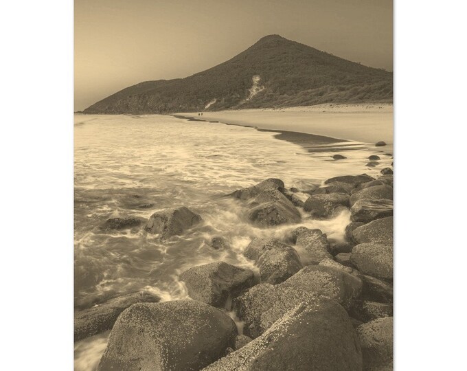 Vintage Nelson Bay Australia Poster | Retro Nelson Bay Coast Sepia Print | Nelson Bay Wall Art Home Decor | Vertical Nelson Bay Travel Photo