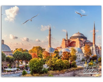 Istanbul Travel Poster: Hagia Sophia Print, Turkey Home Decor