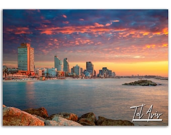 Tel Aviv Coastline Poster: Beach Home Decor Travel Print