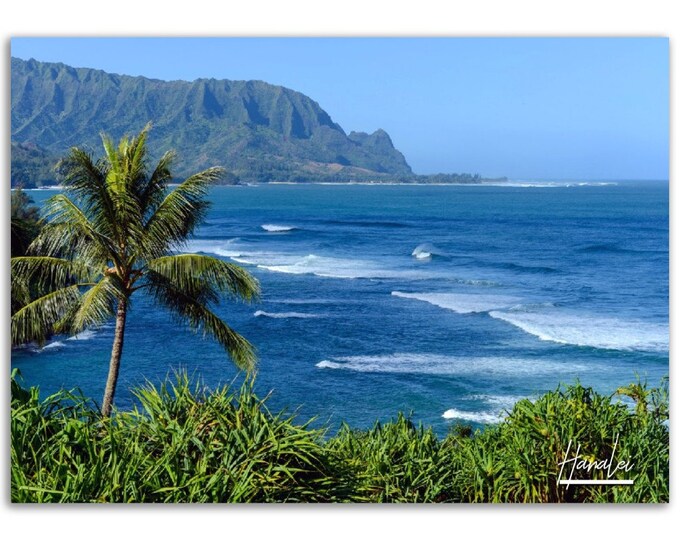 Hanalei Poster Print Hawaii Wall Art | Hanalei Photo Tropical Decoration | Hanalei Traveler Birthday Gift | Hanalei Horizontal Photography
