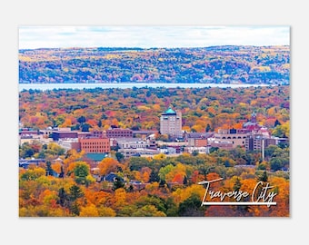Traverse City Michigan Skyline Poster: Autumn Cityscape Wall Art