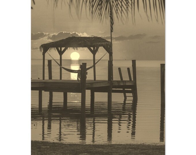 Vintage Key West Florida Poster | Retro Key West Sunset Sepia Print | Key West Coast Wall Art Home Decor | Vertical Key West Travel Photo