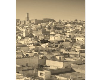 Vintage Sousse Tunisia Print: Sepia Travel Poster Wall Art