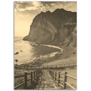Jeju Island Poster Vintage South Korea Print | Retro Jeju Island Sepia Photo Gift | Jeju Island Wall Art Home Decor | Vertical Travel Poster