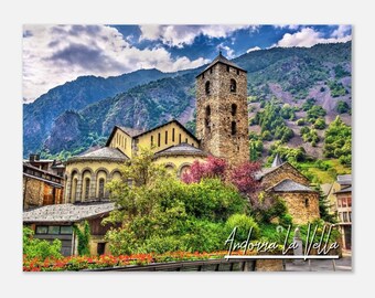 Andorra la Vella Poster: Sant Esteve Church Travel Print