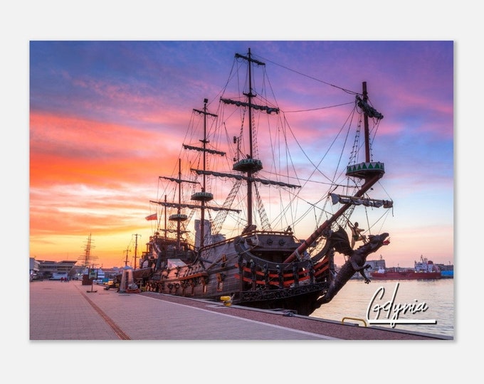 Gdynia Poland Poster Print Wall Art Home Decor | Gdynia Print Collectible Baltic Sea Sunset | Gdynia Sailing Ship Coastline Travel Photo