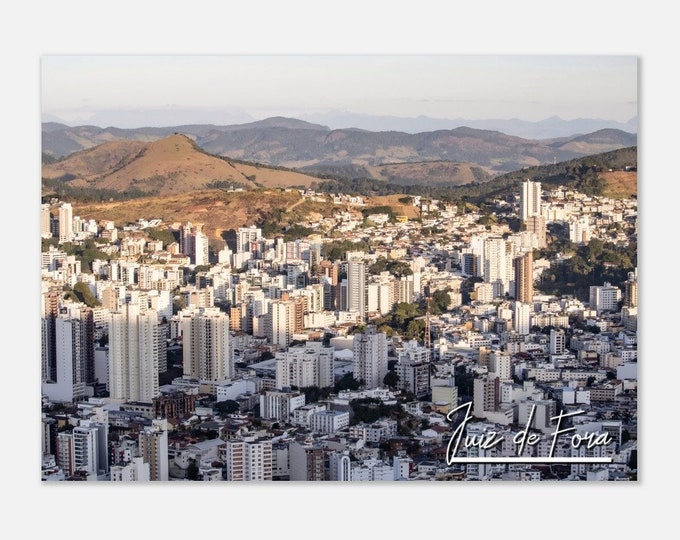 Juiz de Fora Brazil Travel Poster Wall Art | Juiz de Fora Sunset Home Decor Mount Print | Juiz de Fora Skyscrapers Horizontal Hanging Photo