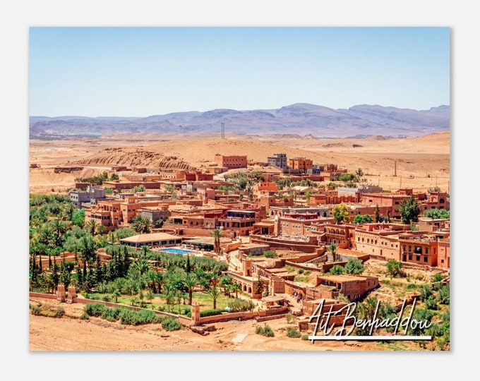 Ait Benhaddou Morocco Travel Poster Wall Art | Ait Benhaddou Home Decor High Atlas Mountains Print | Ait Benhaddou High Atlas Mountain Photo