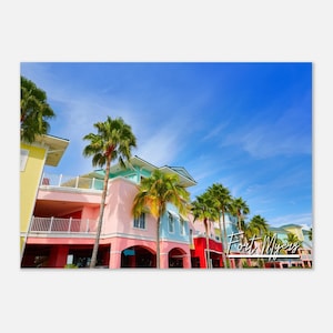 Fort Myers Florida Poster Print Wall Art | Fort Myers Sunset Cityscape Home Decor Print | Fort Myers FL Bridge Hangings Travel Photo Present