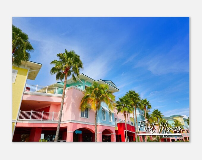 Fort Myers Florida Poster Print Wall Art | Fort Myers Sunset Cityscape Home Decor Print | Fort Myers FL Bridge Hangings Travel Photo Present