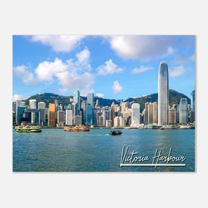 Victoria Harbour Skyscrapers Hong Kong Travel Poster Print Wall Art | Victoria Harbour Port Home Decor Print | Victoria Harbour Coast Photo