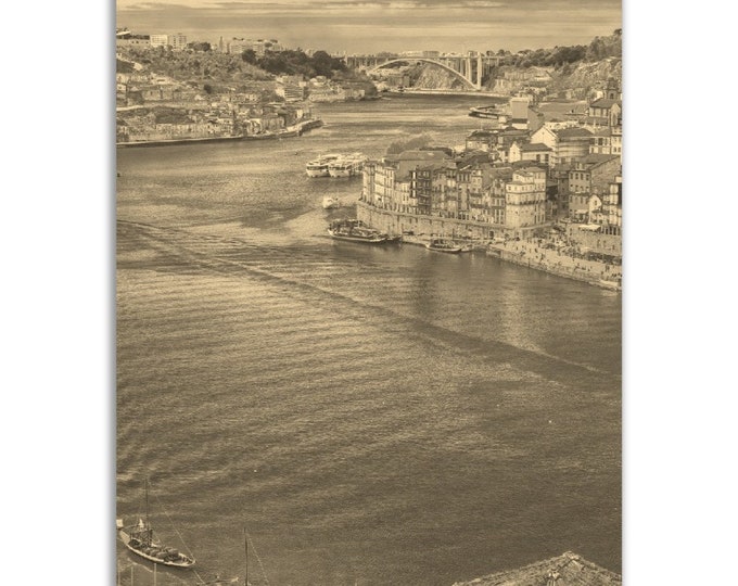 Porto Poster Vintage Portugal Print | Retro Porto Cityscape Sepia Photo Gift | Porto Wall Art Home Decor Vertical Porto Travel City Souvenir