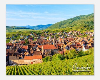 Riquewihr France Affiche Mur Art | Décoration d'intérieur Skyline de Riquewihr | Impression Riquewihr | Paysage des vignobles de Riquewihr | Riquewihr photos de voyage