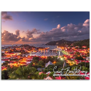 Saint-Barthelemy Poster Print Francia Wall Art Decor / Night Skyline Photo Tropical Home Decoration / Traveler Gift / Horizontal Photography
