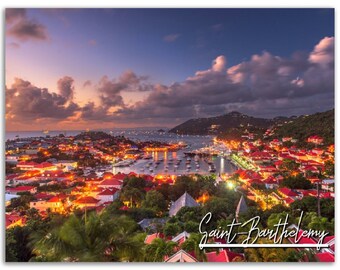 Saint-Barthelemy France Poster: Tropical Night Skyline Photography