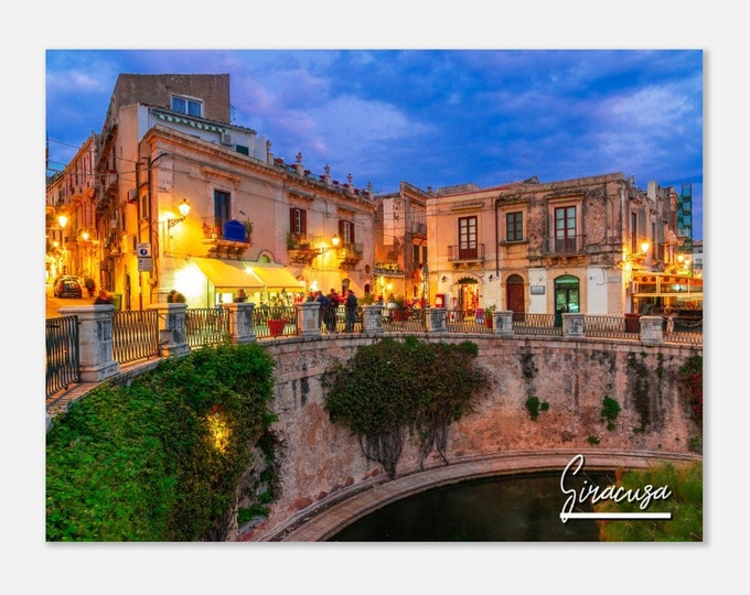 Siracusa Italy Cityscape Poster Wall Art | Siracusa Skyline Home Decor Print | Siracusa Town Horizontal | Siracusa Hanging Travel Photo
