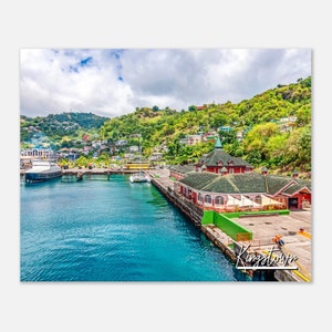 Kingstown Saint Vincent e Grenadine Travel Poster Wall Art / Kingstown Home Decor / Sea Port of Kingstown Orizzontale Foto