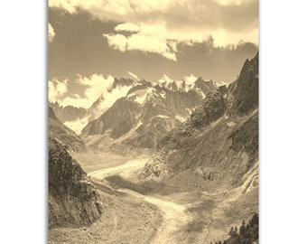 Vintage Chamonix France Poster: Retro Sepia Mountain Print