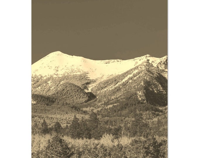 Vintage Flagstaff Arizona Travel Poster Print Wall Art | Retro Flagstaff Home Decor | Flagstaff Mountain Countryside Sepia Print Photo Gift