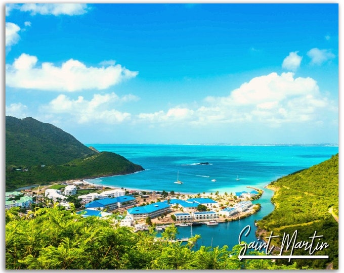 Saint Martin Poster Print Caribean Wall Art | Saint Martin Photo Tropical Decor | Saint Martin Travel Gift | Beach Palm Horizontal Photo
