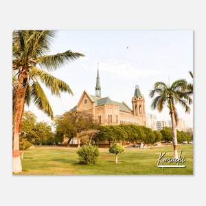 Karachi  Frere Hall Pakistan Poster Print Wall Art | Karachi Home Decor Skyline Digital Art | Karachi Park Horizontal Hangings Travel Photo