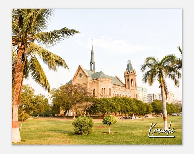 Karachi  Frere Hall Pakistan Poster Print Wall Art | Karachi Home Decor Skyline Digital Art | Karachi Park Horizontal Hangings Travel Photo