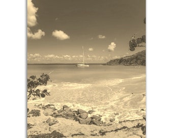 Saint Martin Caribbean Poster Vintage Print / Retro Tropical Beach Seppia Photo Gift / Saint Martin Wall Art Home Decor / Foto verticale