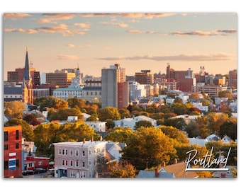 Portland Maine Skyline Poster Print: Travel Home Decor