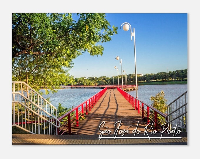 São José do Rio Preto Brazil Travel Poster Wall Art | São José do Rio Preto Home Decor | Wooden Walkway Over Lake Print Horizontal Photo