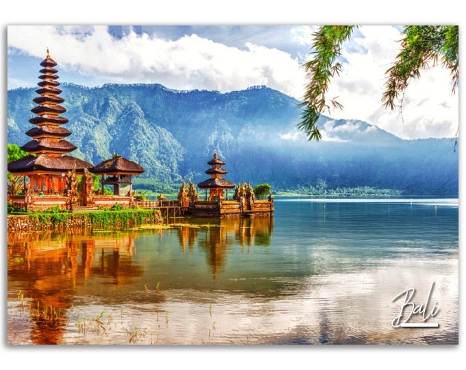 Bali Poster Print Indonesia Wall Art Decor | Beach Pagoda Photo Tropical Home Decoration | Traveler Backpacker Gift | Horizontal Photography