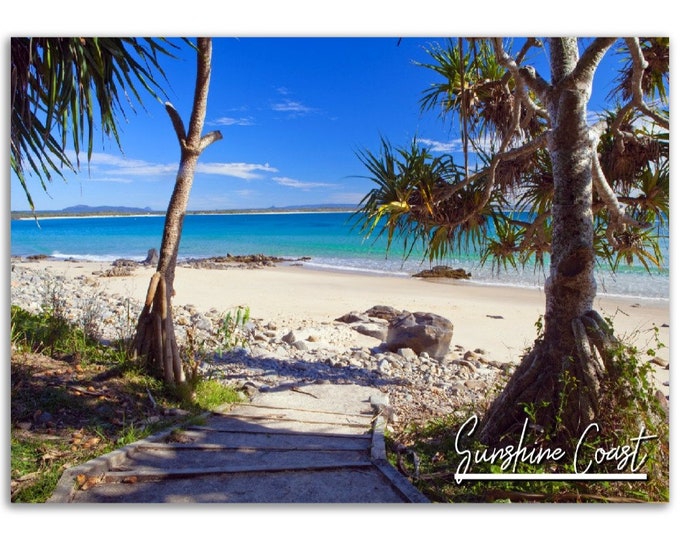 Sunshine Coast Poster Australia Print Wall Art | Tropical Home Decor Gift Hangings | Sunshine Coast Digital Prints | Horizontal Beach Photo